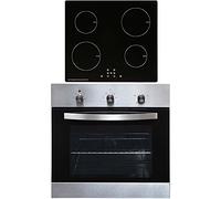 SIA SO113SS 60cm Stainless Steel Built-in/Under Single Electric Fan Oven & SIA INDH61BL 60cm ECO 13 Amp Plug In 4 Zone Touch Induction Hob In Black