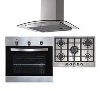 SIA SO113SS 60cm Stainless Steel Single Fan Oven & R6 70cm Gas Hob & CGH70SS Curved Glass Cooker Hood