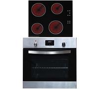 SIA SO114SS 60cm Stainless Steel Digital Electric Single Fan Oven & CERH60BL 4 Zone Ceramic Hob With Child Lock