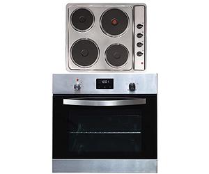 SIA SO114SS 60cm Stainless Steel Digital Electric Single Fan Oven & PHP601SS 4 Zone Solid Plate Hob