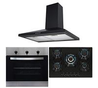 SIA Stainless Steel Single True Fan Oven, 5 Burner Gas Hob And Chimney Extractor