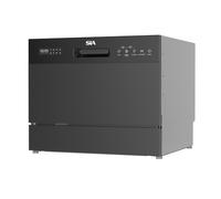 SIA TTD6BL Black Table Top Mini Dishwasher, 8 Programs, 6 Place Settings, Touch Control, Ideal for Kitchen Counter Top, Caravans, Mobile Homes, 2 Years Parts and Labour Guarantee