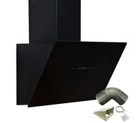 SIA TAG60BL 60cm Black Angled Touch Control Cooker Hood Extractor & 3m Ducting