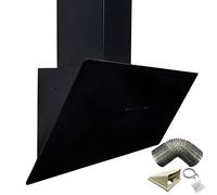 SIA TAG90BL 90cm Black Angled Touch Control Cooker Hood Extractor & 3m Ducting