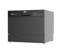 SIA TTD6BL Black Table Top Mini Dishwasher, 8 Programs, 6 Place Settings, Touch Control, Ideal for Kitchen Counter Top, Caravans, Mobile Homes, 2 Years Parts and Labour Guarantee