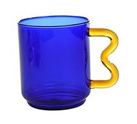 SiaBiced 15oz Colored Glass Tumbler with Handle for, Blue