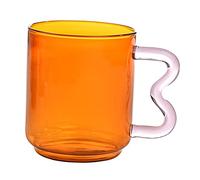 SiaBiced 15oz Colored Glass Tumbler with Handle for, Orange