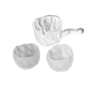 SiaBiced 3-Piece Gongfu Tea Fairness Glass Teapot with Side Handle Chinese Teapot Set Serving Cups Ergonomic Design for Family Gatherings D, White