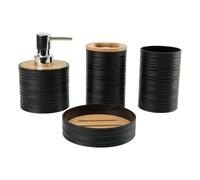 SiaBiced 4 Pieces Bathroom Accessories, Soap Dish Modern, Housewarming Gift,Toothbrush Holder Mouthwash Cup,for Bathroom Countertop, black