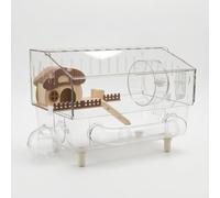 SiaBiced 9-in-1 Acrylic 2-Layer Hamster Cage with Accessories, Anti Hamster Enclosure, Multi-Level Small Animal Habitat for Hamsters, Mushroom High Transparency