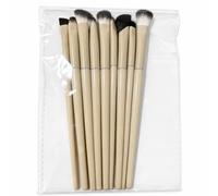 SiaBiced 9 Pcs Eye Makeup Brush Set, Synthetic Fiber Brushes with Handles, for Eyeshadow Eyeliner Undereye Application, Cloud Porcelain 9-piece set with OPP bag