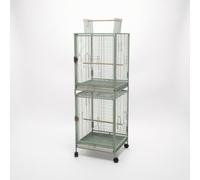 SiaBiced Cage Two-Tier Open Top Freestanding with Wheels for Parakeets, Parrots, & Pigeons, Flash Silver Green Sand, Two-layer Parrot Cage CE2020-2, Green