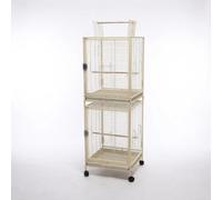 SiaBiced Cage Two-Tier Open Top Freestanding with Wheels for Parakeets, Parrots, & Pigeons, Flash Silver Yellow Sand, Two-layer Parrot Cage CE2020-2, Yellow