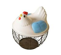 SiaBiced Chicken Egg Basket, Egg Collection Basket for The Worktop, Chicken Egg Holder, Fresh Egg Holder for The Kitchen, Blue Black Grid
