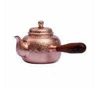 SiaBiced Copper Kettle Teapot Water Pot Hammered Construction Wood Handle Comfortable Pouring Suitable for Everyday Tea Hosting, Wood Handle
