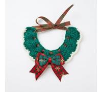 SiaBiced Crochet Handmade Pet for, Knitted Design & Distinct Styles, Green and White with Red and Green Plaid Bow, Green