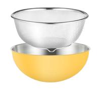 SiaBiced Drainer Basket with Basin, Strainer for Pasta, Spaghetti, Rice, Dishwasher, Rice Washing Bowl, Colander, Food Strainer Set, Yellow