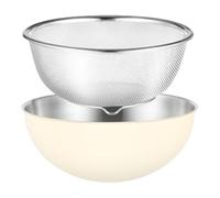 SiaBiced Drainer Basket with Basin, Strainer for Pasta, Spaghetti, Rice, Dishwasher, Rice Washing Bowl, Colander, Food Strainer Set, White