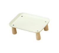 SiaBiced Elevated Cat Feeder, Dog Bowl, Water Dispenser, Wood, PP, Washable, Hygienic for Everyday Feeding, CreamColor 24x17x8cm