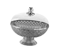 SiaBiced Fruit Bowl with Lid, Pedestal Fruit Basket, Removable Round Decorative Storage Tray, 21x25.8cm Drain Bowl for Kitchen Counter, Table Countertop, Dinning Room Decor, Grey