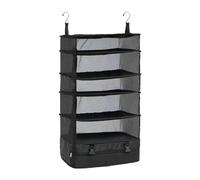 SiaBiced Hanging Organizer for Packing Cubes and Clothes, Travel Storage Solution for Home, Black, Fifth Floor