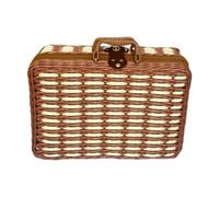 SiaBiced Imitation Rattan Storage Basket Storage Box Practical Vintage Design Traditional Chinese Craft Box Suitcase for Home Table, XL