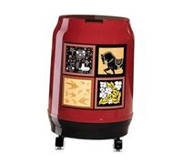 SiaBiced Kitchen Waste Bin with Wheels Waste Container Garbage Collector Waste Bin with Portable Inner Bucket Made of PP Material Elegant Retro Pattern Quiet M, with Lid L Red