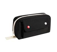 SiaBiced Pencil Case, Large Pencil Box with Multiple Pockets, Zippered Pouch, Soft Polyester Material, for Students, School Supplies, and Everyday Office Use, Black