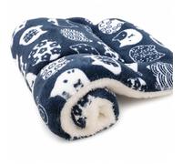 SiaBiced Pet Bed Mat, Reversible Flannel, Navy Japanese cat, 49x32cm | Soft Warm Insulation, Winter Pet Blanket, Crate Interior Lining, For Medium Pets
