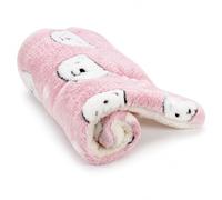 SiaBiced Pet Bed Mat, Reversible Flannel, Pink, 32x25cm | Soft Warm Insulation, Winter Pet Blanket, Crate Interior Lining, For Medium Pets