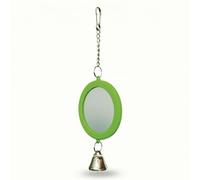 SiaBiced Pet Bird Mirror with Bell Interactive Parrot Toy for Budgies, Cockatiels, and s, Red or Green Hanging Cage Accessories, Green, Round Mirror