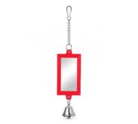 SiaBiced Pet Bird Mirror with Bell Interactive Parrot Toy for Budgies, Cockatiels, and s, Red or Green Hanging Cage Accessories, Red, Square Mirror