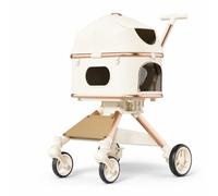 SiaBiced Pet Dog Cat with Detachable Carrier & Shock Absorption for Small Medium Dogs, Foldable Travel Carrier, Off-White, White