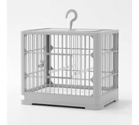 SiaBiced Portable Bird Cage Set for Parrots, Small Cages for Outdoor Adventures, Gray