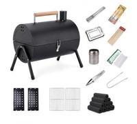 SiaBiced Portable for Outdoor Camping & Backyard Cooking - Small Tabletop Barbecue with -Sided Grilling, Black BBQ grill + 2 grill nets + 2 carbon plates + deluxe package + 5 kg charcoal