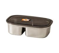 SiaBiced Stainless Steel Lunchbox, Food Storage Container, Rectangular, Portable Bento Container, Leakproof, Stackable, for Office, Picnic, Kitchen, Travel, Double Grid