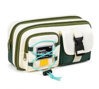 SiaBiced Student Pencil Case, Large, Dark Green, Casual, Green | Construction, Workwear Style Design, Multi-Functional, Zipper Closure, For Students, For Artists