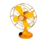 SiaBiced Table Fan Figurine, Retro Decoration, Sculpture, Ornament, Metal, Iron, Handcrafted, Solid And Authentic, As A Display Object for Shop, M and Yellow