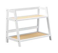 SiaBiced Tabletop Shelf Bamboo Double Storage Shelf Rack Organizer Minimalist Design for Desk Kitchen Bathroom Living Room Office, White S