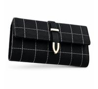SiaBiced Triple Fold Wallet for Women, PU Leather Matte Finish Ladies Wallet, Black, Black