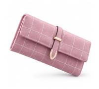 SiaBiced Triple Fold Wallet for Women, PU Leather Matte Finish Ladies Wallet, Pink, Pink
