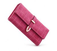SiaBiced Triple Fold Wallet for Women, PU Leather Matte Finish Ladies Wallet, Rose Red, Red