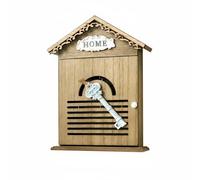 SiaBiced Wall Key Cabinet Wooden Storage Hook Box Organizer Mounted Holder Hardwood Material for Decorative Purpose Suitable for Entryway Hallway Office, Retro House