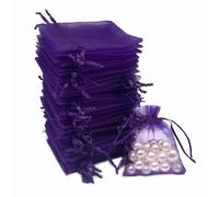 SIAGCRAW 100Pcs Purple Organza Bags, 2.8x3.6 inches Small Mesh Bag Drawstring Pouches, Sheer Gift Bags for Jewelry Candy Wedding Party Favor Small Presents