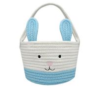 SIAHFNW Easter Basket, Blue Cotton Round Basket for Kids, Baby Gift, Egg Hunt, Picnic, Storage