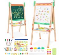 Siairo Children's Play Board Height Adjustable Kids Easel Double-Sided Whiteboard and Blackboard Kids Easel with Paper Roll