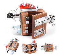 Siairo Montessori Wooden Busy Cube for Toddlers, 6-Side Preschool Learning Toy for Fine Motor Skills & Hand-Eye Coordination, Durable Wood Activity Cube for Kids Home & Travel