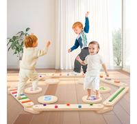 Siairo Wooden Balance Beam Set for Kids 3-6, 6 Pcs Montessori Balance Beam with Stepping Stones, Training Equipment for Indoor Outdoor (Natural)