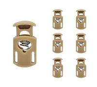 SialPro Single Hole Plastic Spring Cord Locks Toggle Stoppers for Drawstrings Paracord end clip Lanyard Plug Slide Fastener With Spring Loaded Push Button Flate Pyjamas Shoelaces (Khaki 6 Pcs)