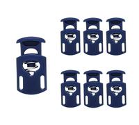SialPro Single Hole Plastic Spring Cord Locks Toggle Stoppers for Drawstrings Paracord end clip Lanyard Plug Slide Fastener With Spring Loaded Push Button Flate Pyjamas Shoelaces (Navy Blue 6 Pcs)